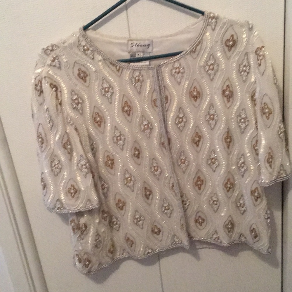 Beaded short sleeve jacket